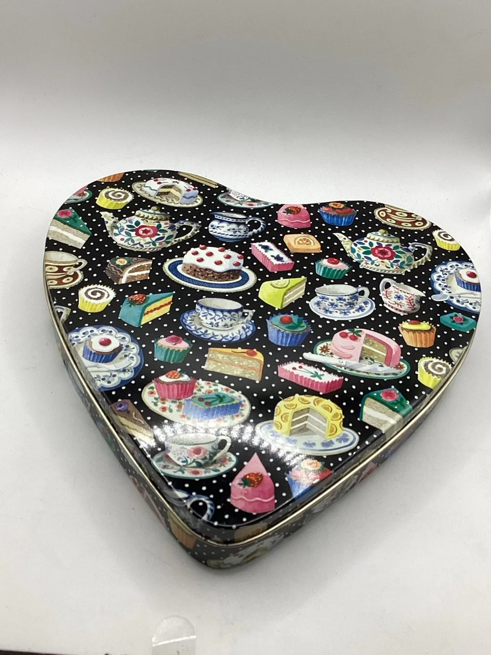 Heart-Shaped Tea Time Tin Box - Vintage Dept 56